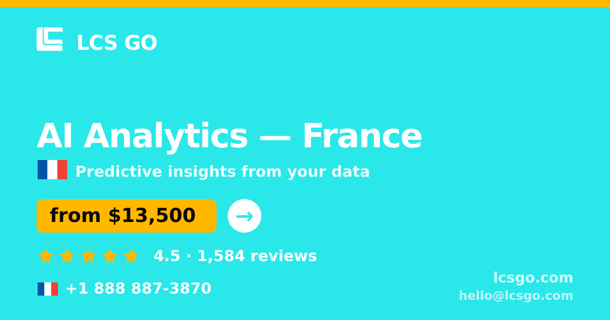 AI Analytics in France — from $13,500, rated 4.5/5 by 1584 clients. LCS GO.