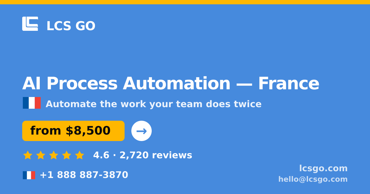 AI Process Automation in France — from $8,500, rated 4.6/5 by 2720 clients. LCS GO.