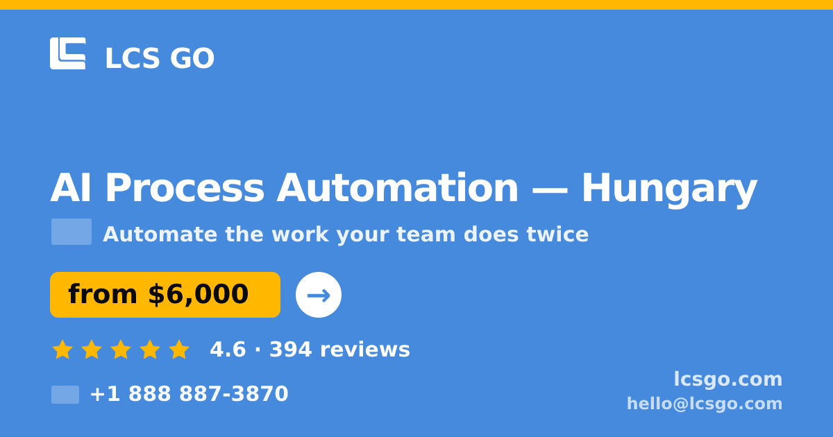 AI Process Automation in Hungary — from $6,000, rated 4.6/5 by 394 clients. LCS GO.