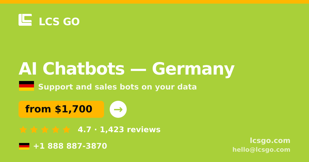 AI Chatbots in Munich — from $2,200/mo, rated 4.6/5 by 2288 clients. LCS GO.