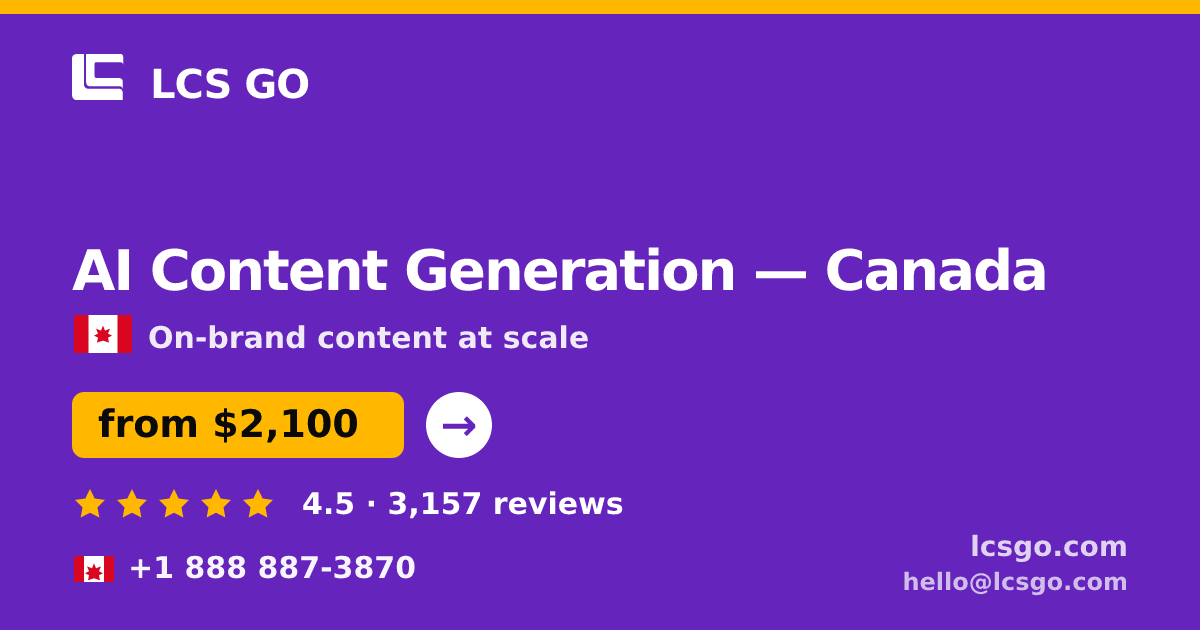 AI Content Generation in Calgary — from $1,900/mo, rated 4.6/5 by 376 clients. LCS GO.