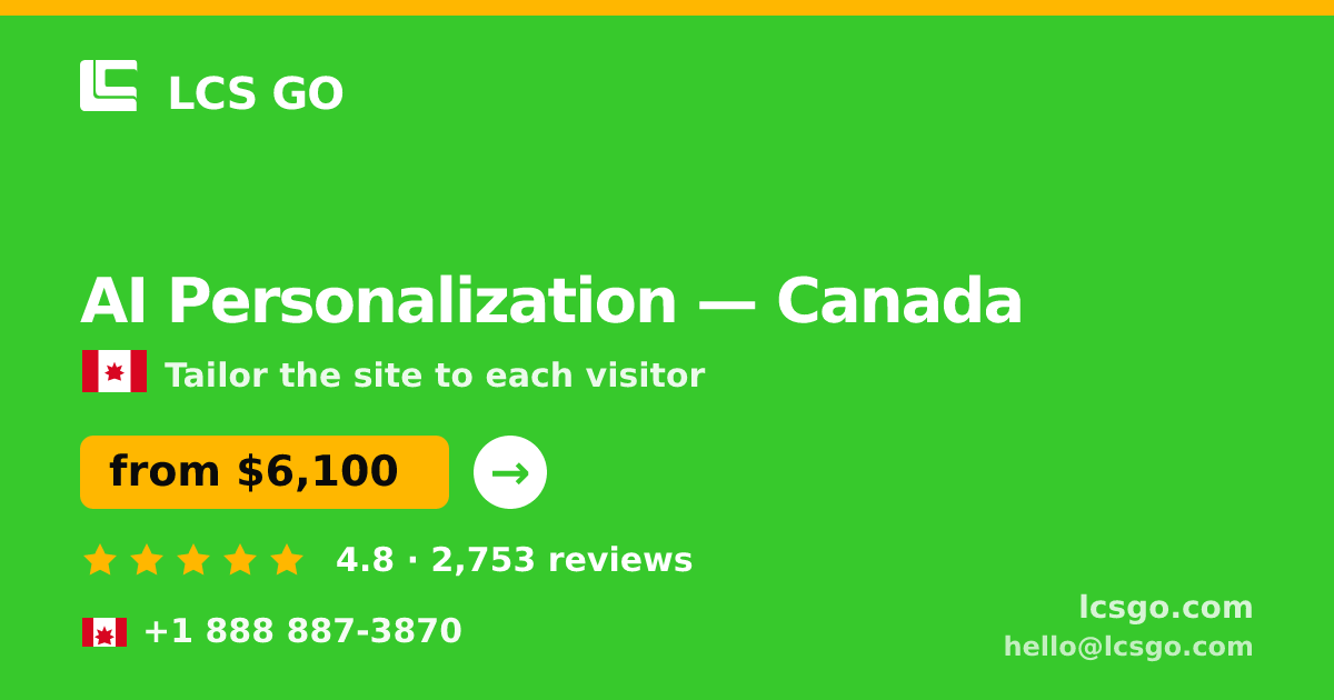 AI Personalization in Toronto — from $7,400, rated 4.8/5 by 1597 clients. LCS GO.