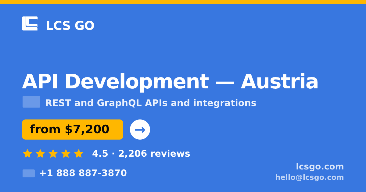 API Development in Austria — from $7,200, rated 4.5/5 by 2206 clients. LCS GO.