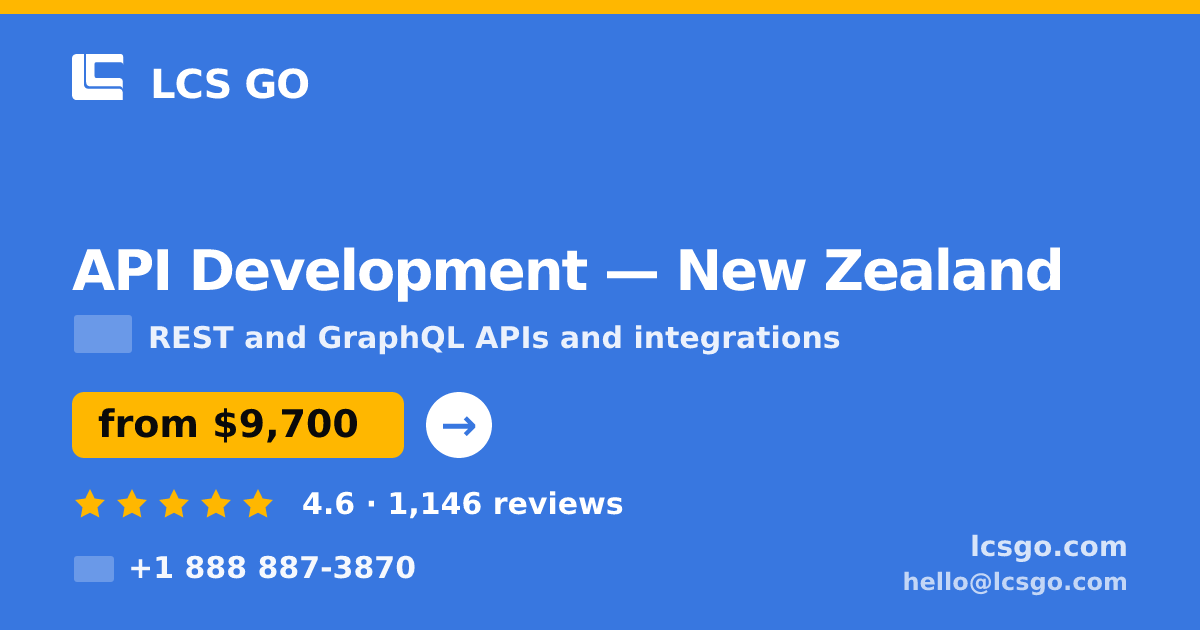 API Development in Auckland — from $8,900, rated 5/5 by 425 clients. LCS GO.
