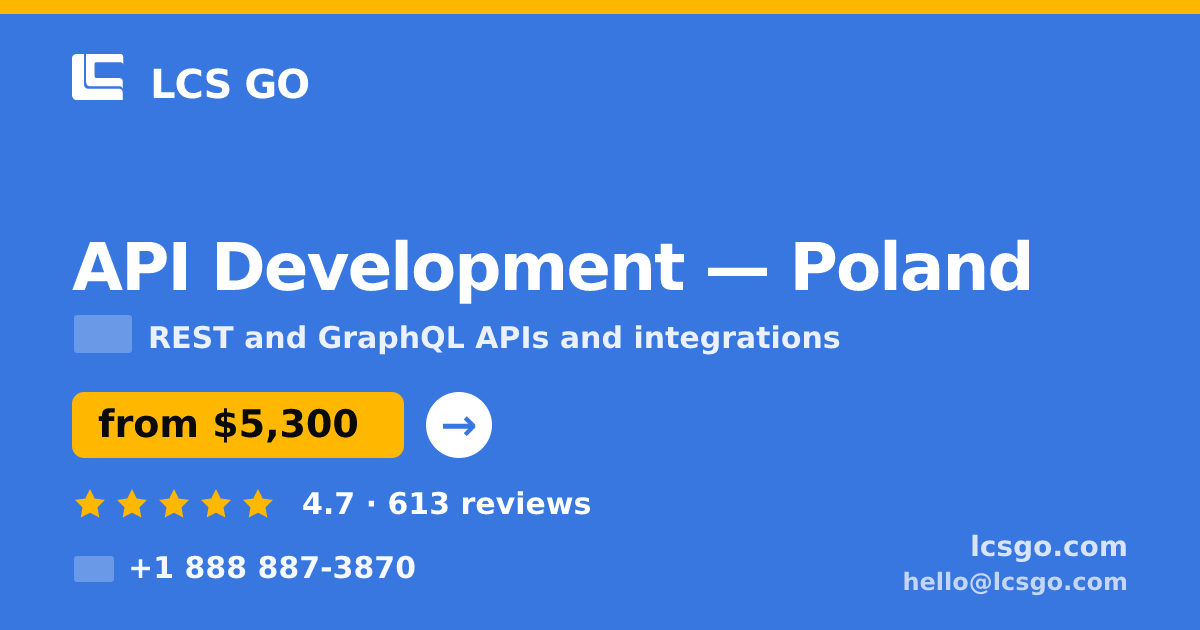 API Development in Poland — from $5,300, rated 4.7/5 by 613 clients. LCS GO.