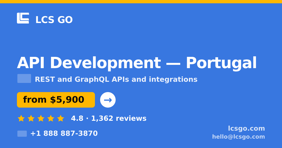 API Development in Braga — from $5,300, rated 4.9/5 by 2004 clients. LCS GO.