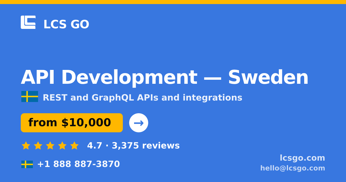 API Development in Sweden — from $10,000, rated 4.7/5 by 3375 clients. LCS GO.