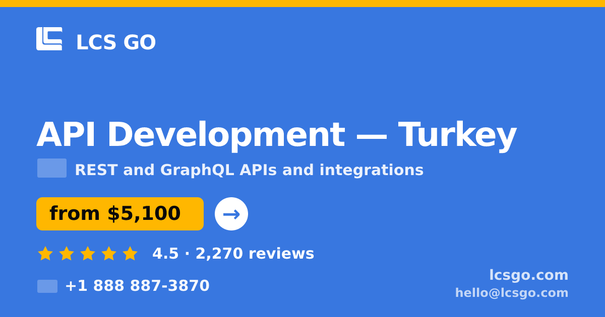 API Development in Turkey — from $5,100, rated 4.5/5 by 2270 clients. LCS GO.