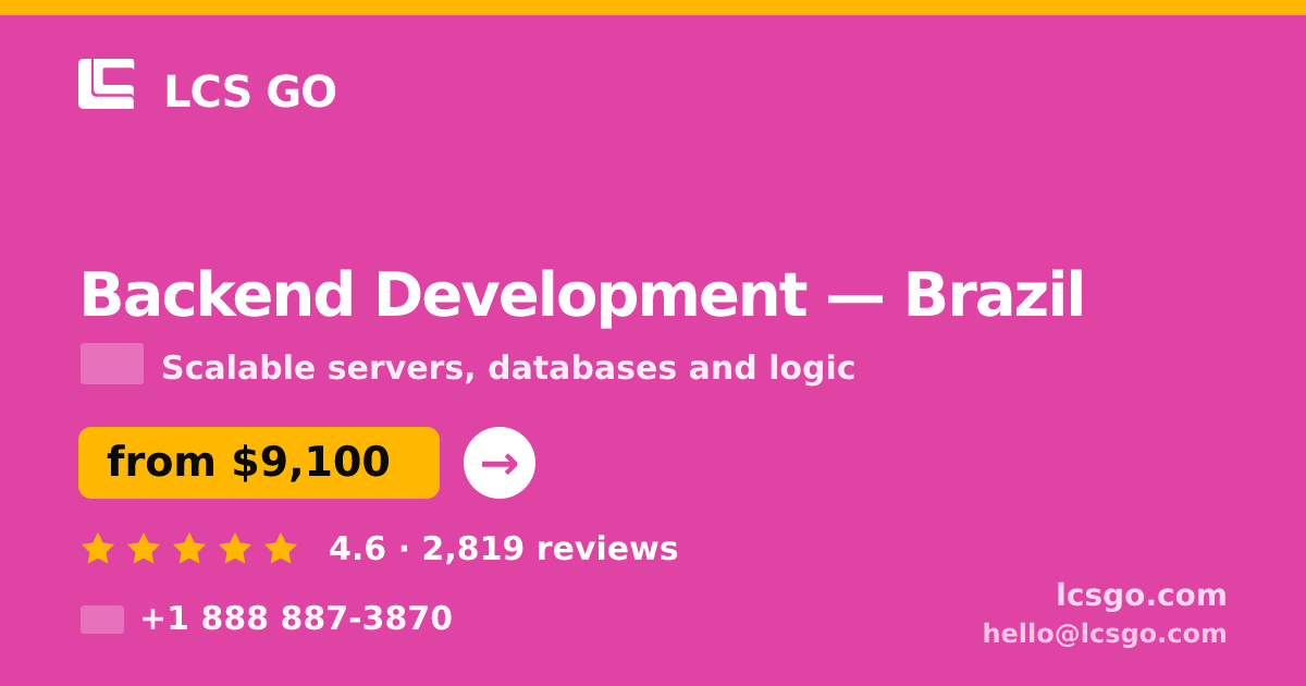 Backend Development in Brazil — from $9,100, rated 4.6/5 by 2819 clients. LCS GO.