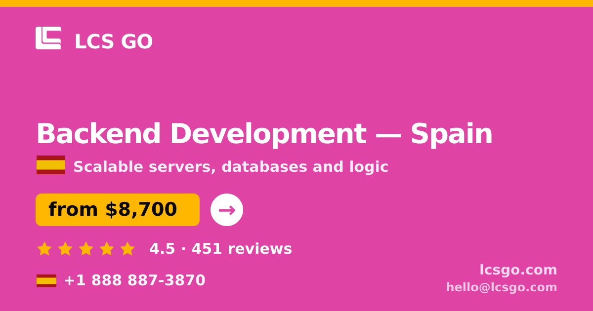 Backend Development in Valencia — from $7,500, rated 4.8/5 by 411 clients. LCS GO.