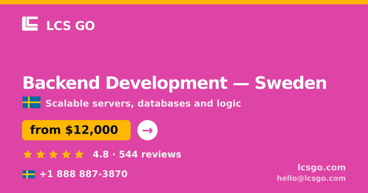 Backend Development in Malmö — from $10,500, rated 4.9/5 by 1874 clients. LCS GO.