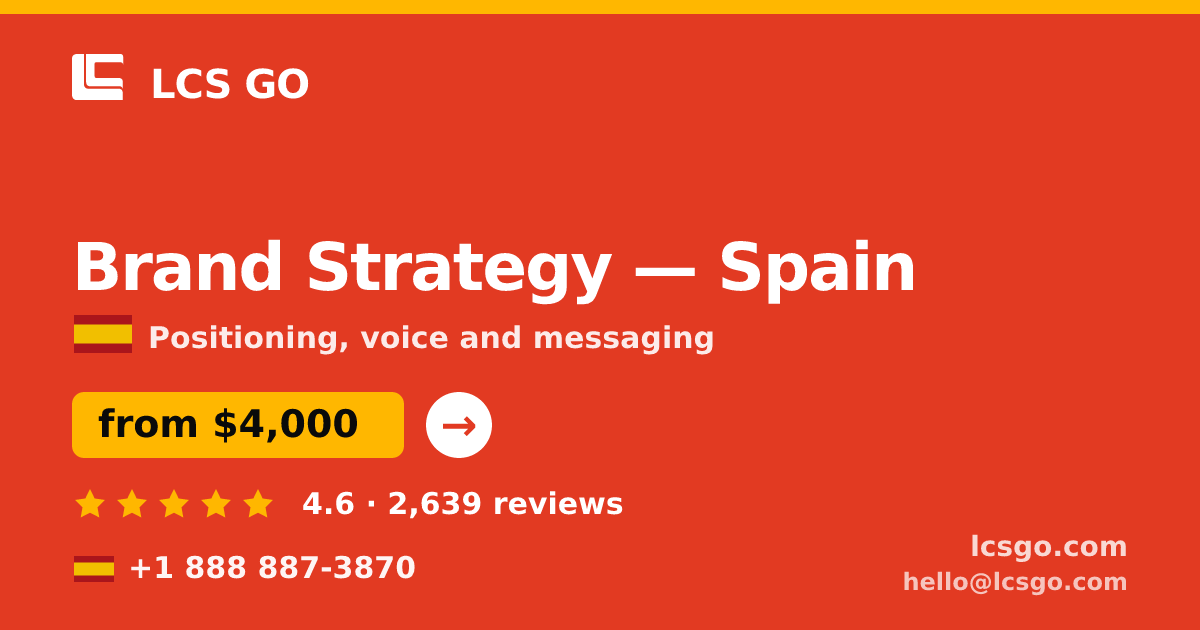 Brand Strategy in Spain — from $4,000, rated 4.6/5 by 2639 clients. LCS GO.