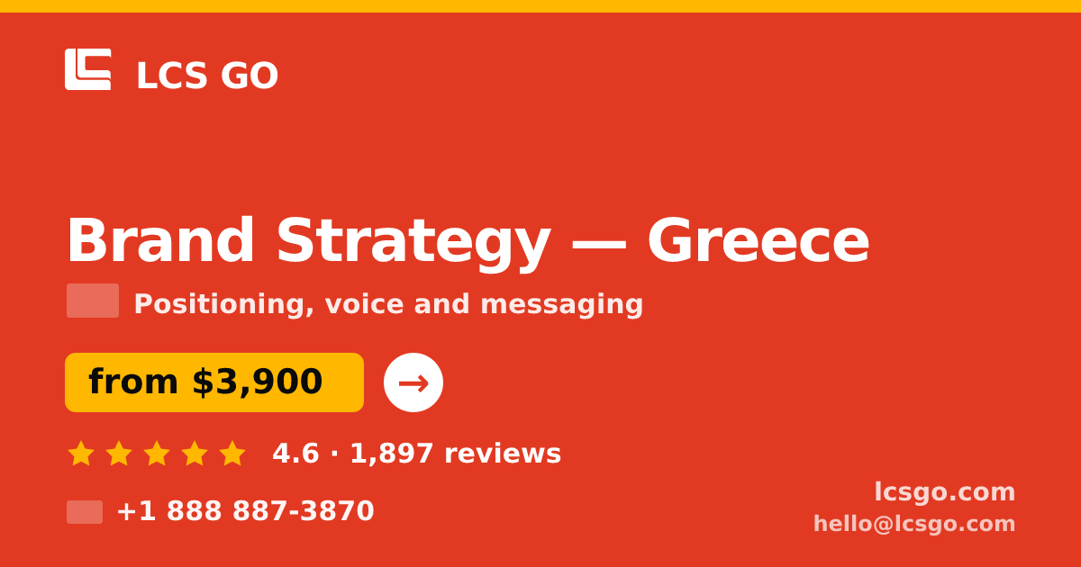 Brand Strategy in Greece — from $3,900, rated 4.6/5 by 1897 clients. LCS GO.