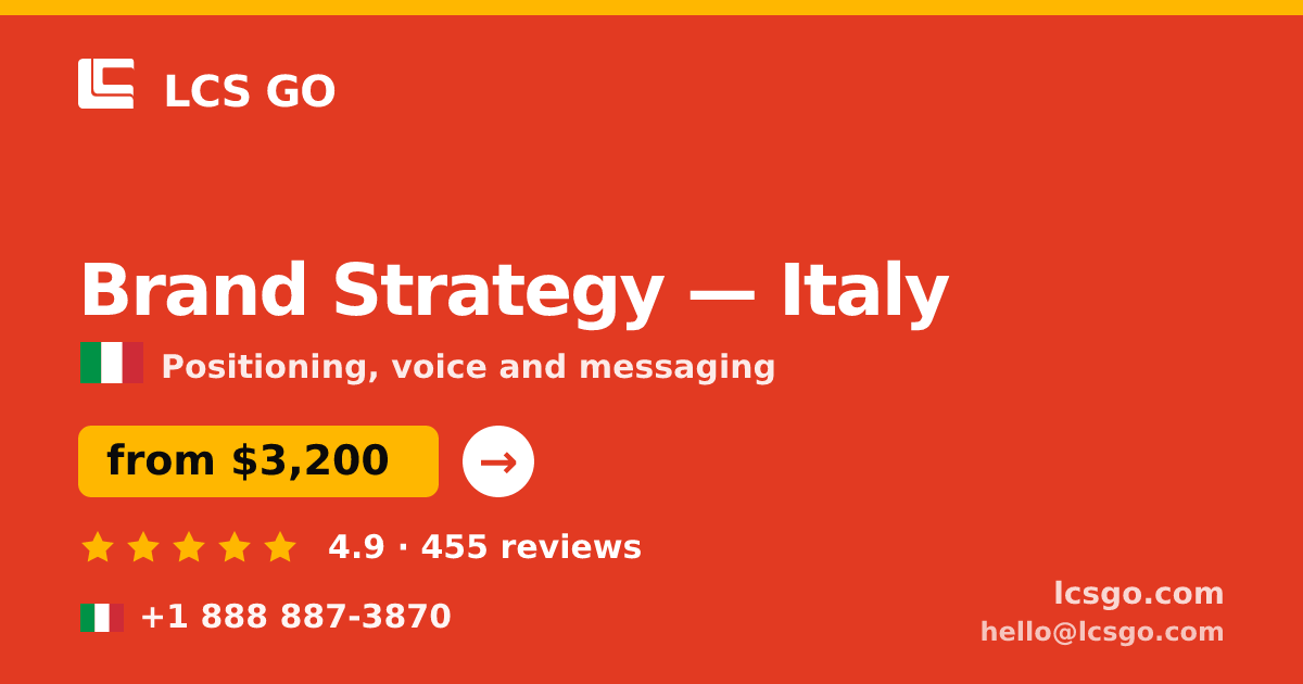 Brand Strategy in Italy — from $3,200, rated 4.9/5 by 455 clients. LCS GO.