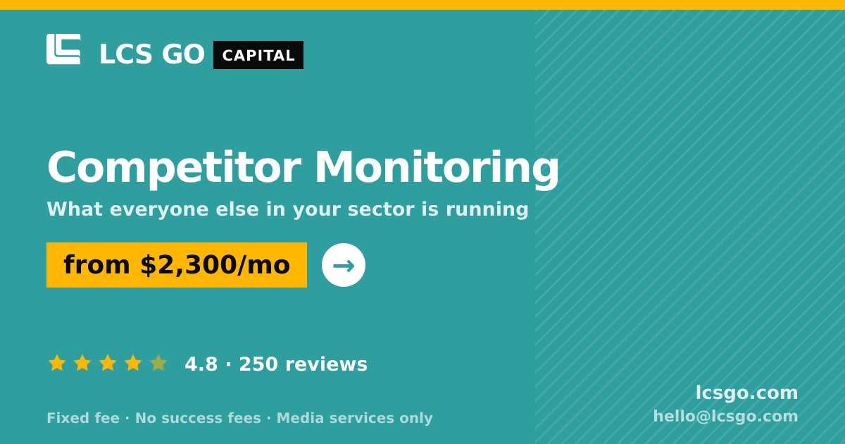 Competitor Monitoring — from $2,300/mo, rated 4.8/5 across 250 reviews. LCS GO.
