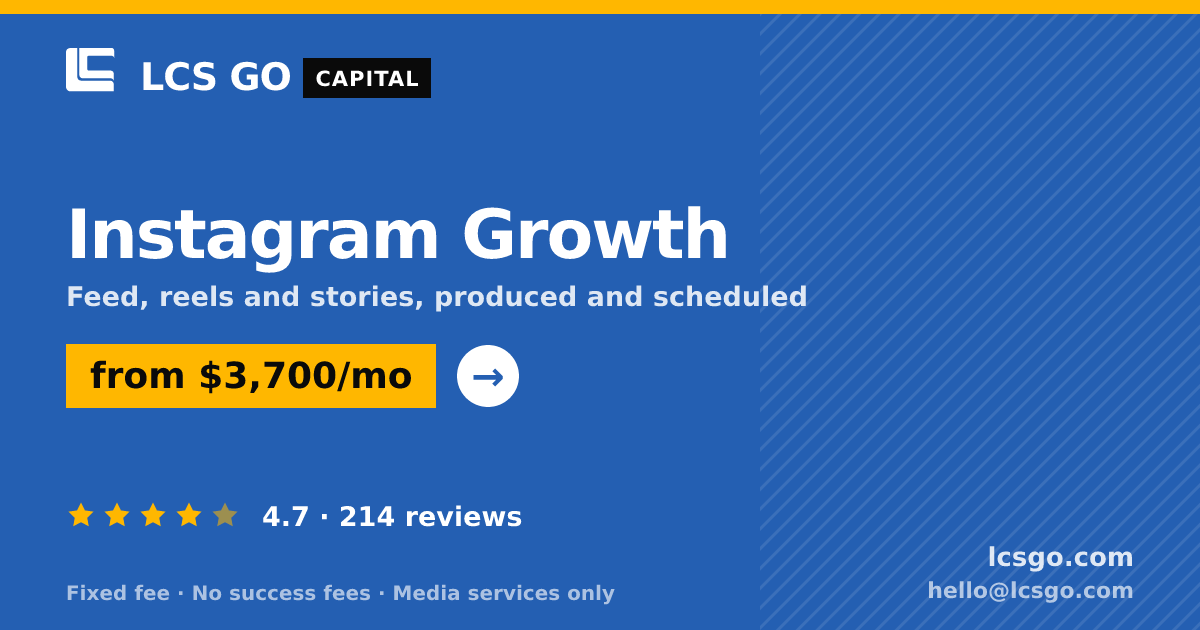 Instagram Growth — from $3,700/mo, rated 4.7/5 across 214 reviews. LCS GO.