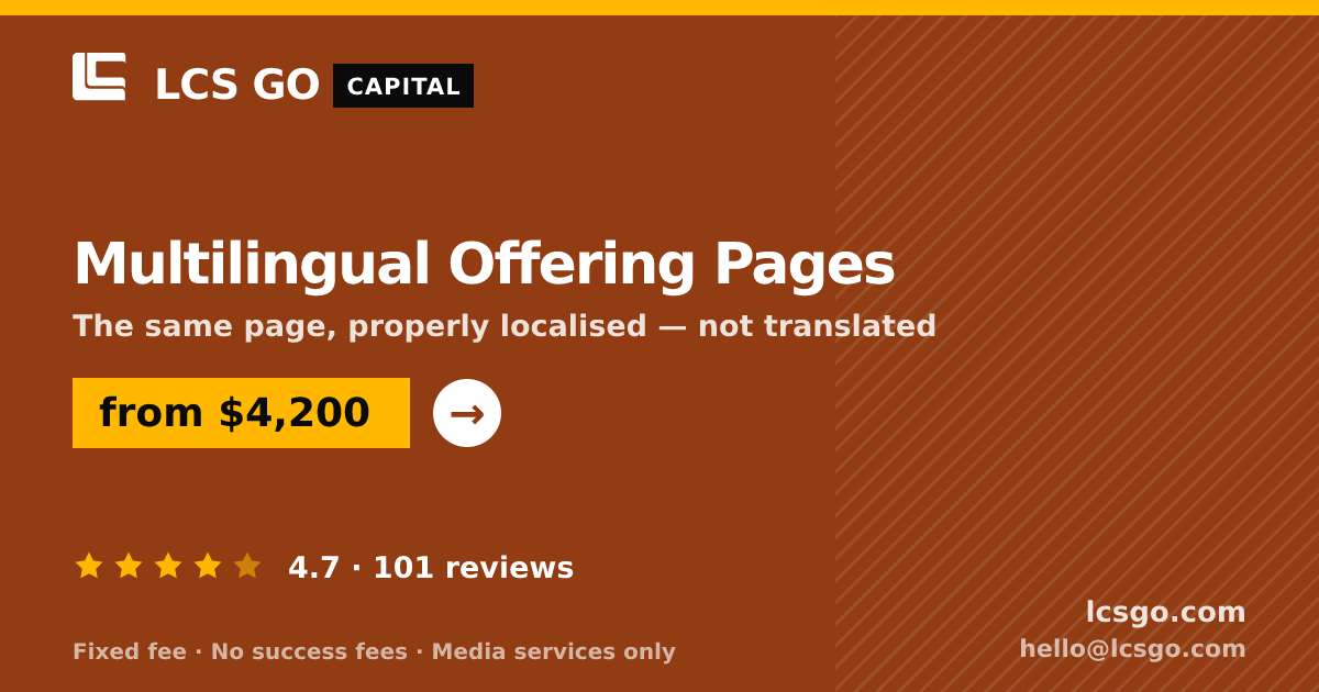 Multilingual Offering Pages — from $4,200, rated 4.7/5 across 101 reviews. LCS GO.