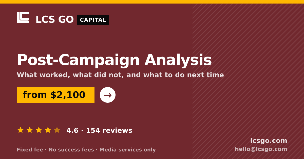 Post-Campaign Analysis — from $2,100, rated 4.6/5 across 154 reviews. LCS GO.
