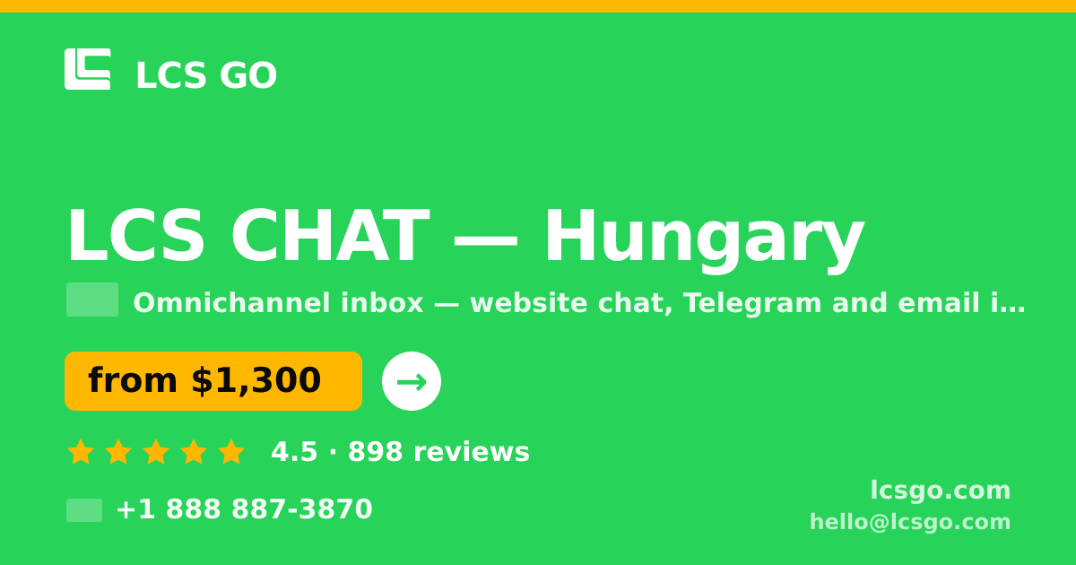 LCS CHAT in Hungary — from $1,300/mo, rated 4.5/5 by 898 clients. LCS GO.