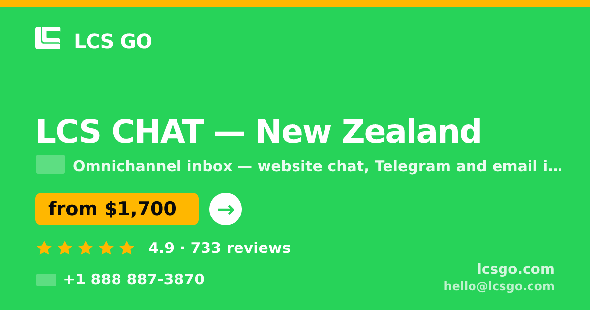 LCS CHAT in New Zealand — from $1,700/mo, rated 4.9/5 by 733 clients. LCS GO.