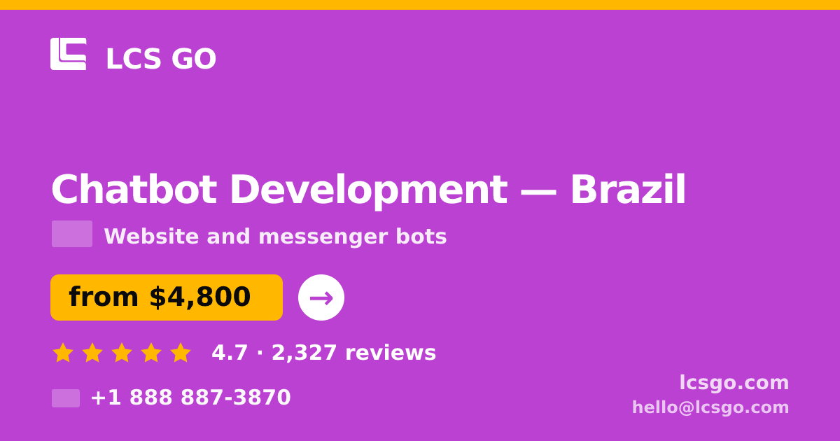 Chatbot Development in Brazil — from $4,800, rated 4.7/5 by 2327 clients. LCS GO.