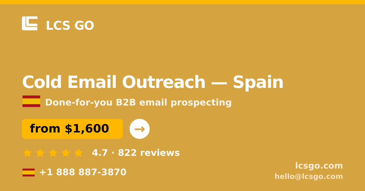Cold Email Outreach in Valencia — from $1,200/mo, rated 4.6/5 by 701 clients. LCS GO.