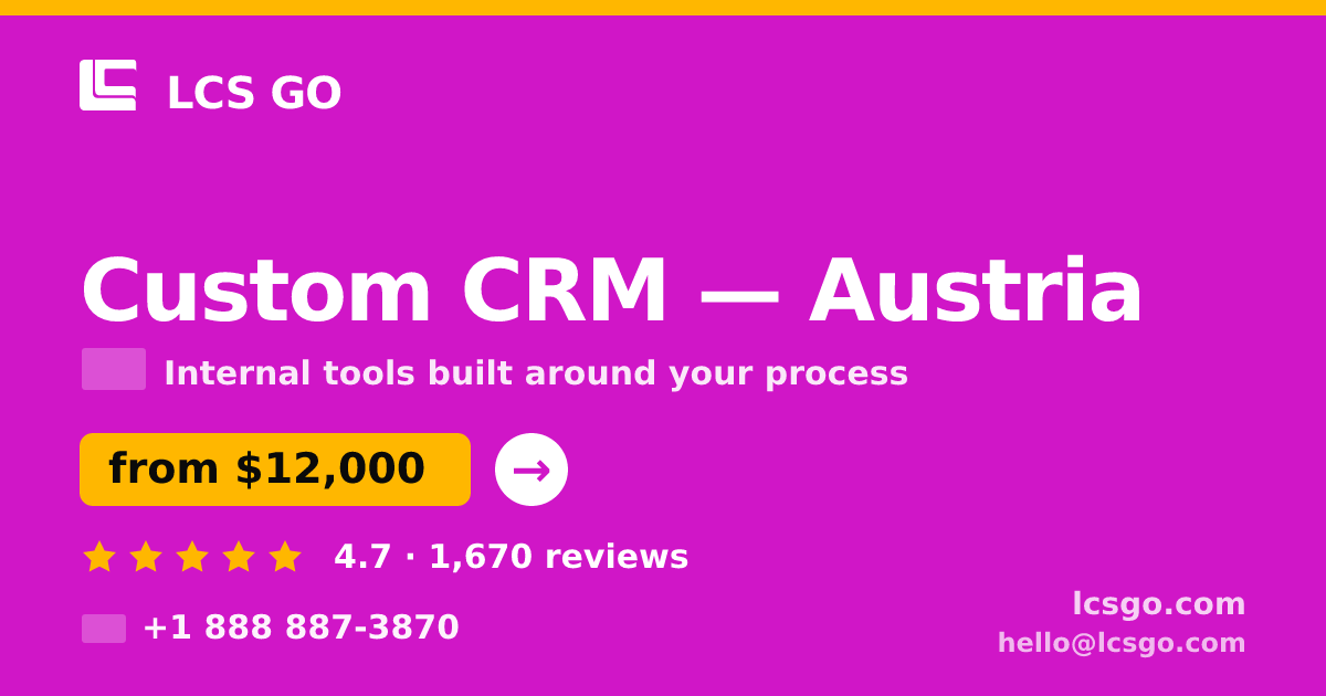 Custom CRM in Austria — from $12,000, rated 4.7/5 by 1670 clients. LCS GO.
