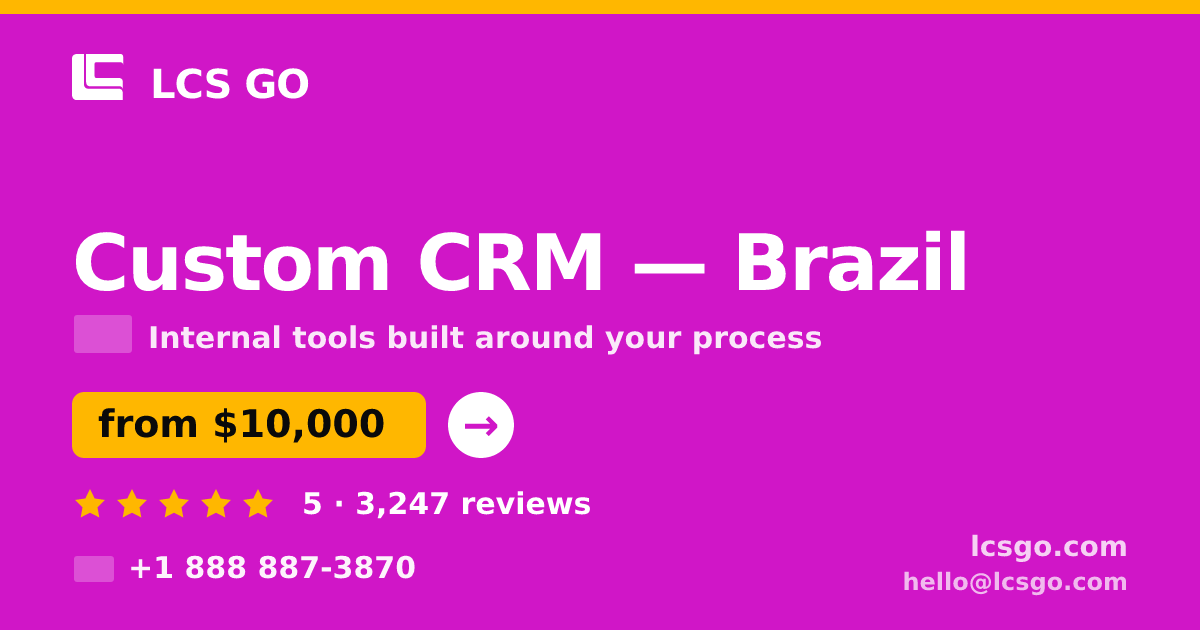 Custom CRM in Brazil — from $10,000, rated 5/5 by 3247 clients. LCS GO.