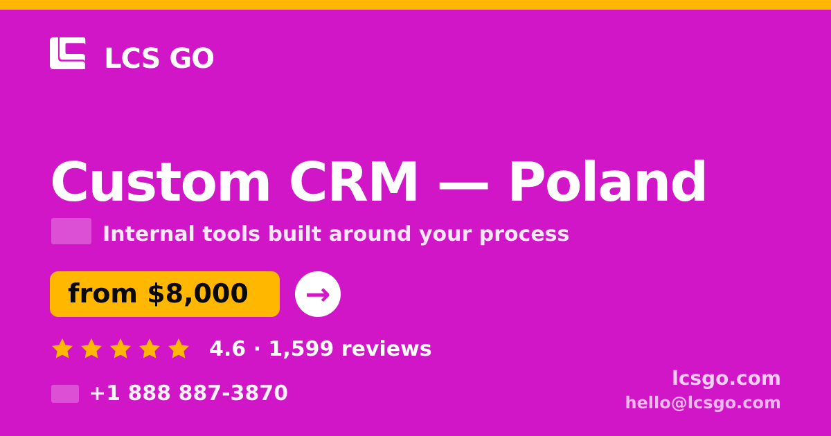 Custom CRM in Poland — from $8,000, rated 4.6/5 by 1599 clients. LCS GO.