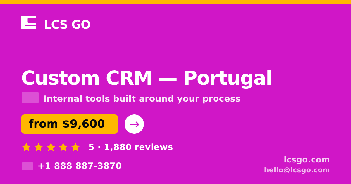 Custom CRM in Portugal — from $9,600, rated 5/5 by 1880 clients. LCS GO.