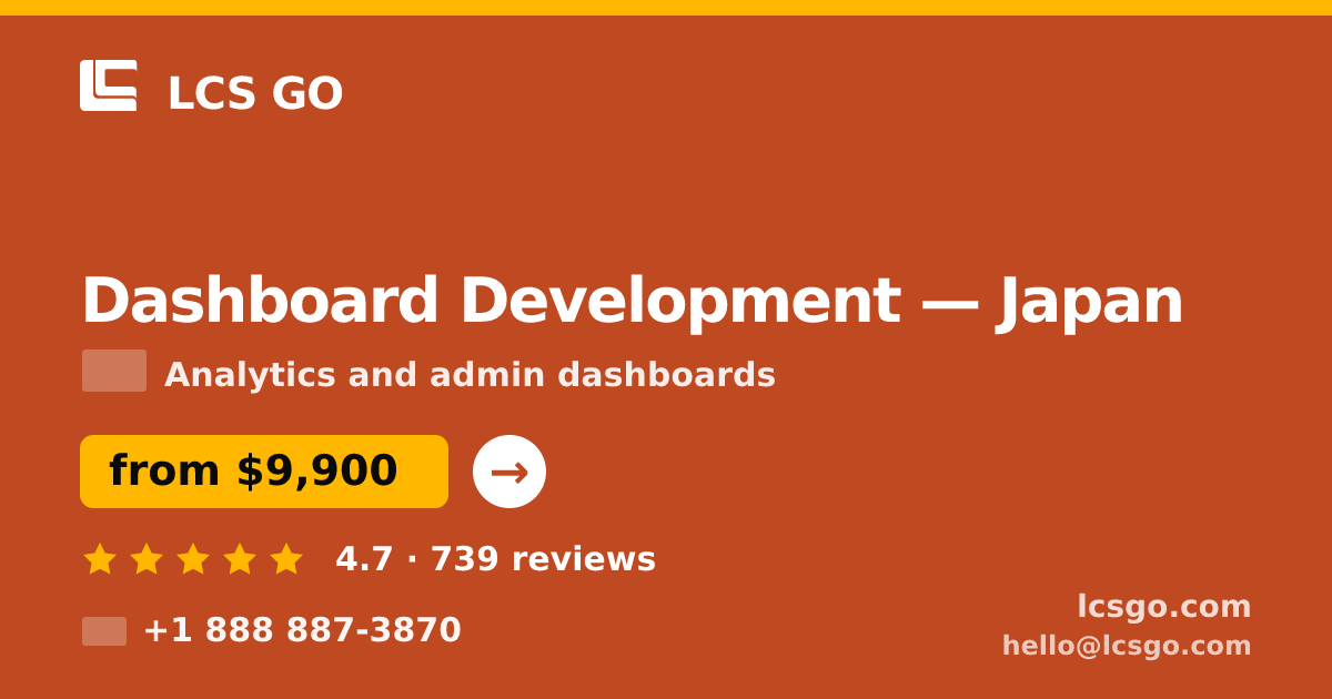 Dashboard Development in Nagoya — from $9,200, rated 4.5/5 by 2957 clients. LCS GO.