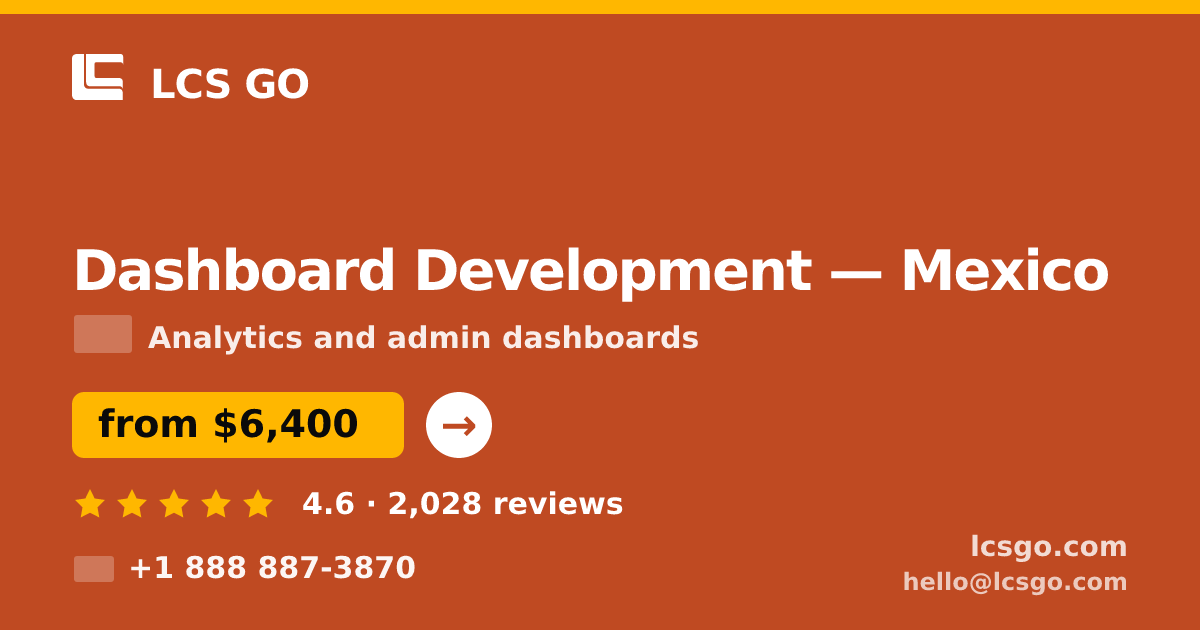Dashboard Development in Mexico — from $6,400, rated 4.6/5 by 2028 clients. LCS GO.