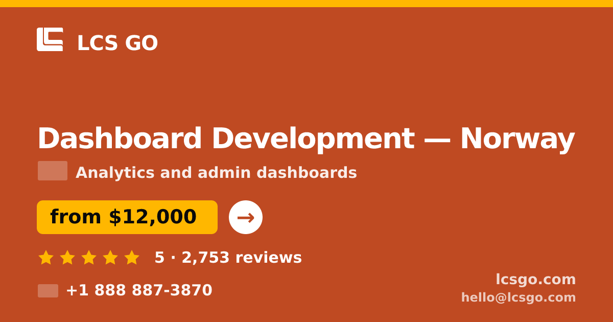 Dashboard Development in Norway — from $12,000, rated 5/5 by 2753 clients. LCS GO.