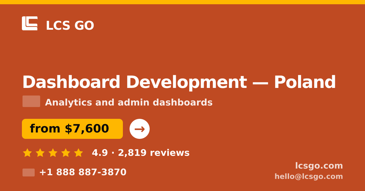 Dashboard Development in Poland — from $7,600, rated 4.9/5 by 2819 clients. LCS GO.