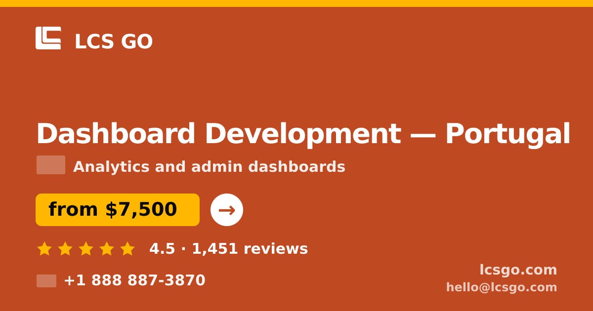 Dashboard Development in Portugal — from $7,500, rated 4.5/5 by 1451 clients. LCS GO.
