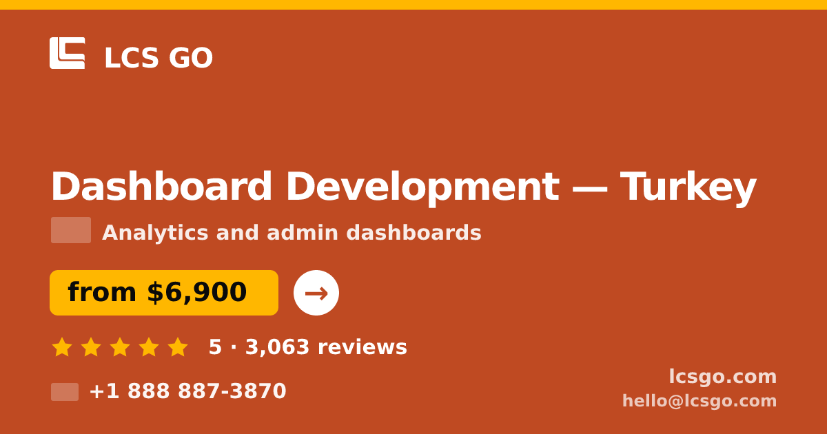 Dashboard Development in Turkey — from $6,900, rated 5/5 by 3063 clients. LCS GO.