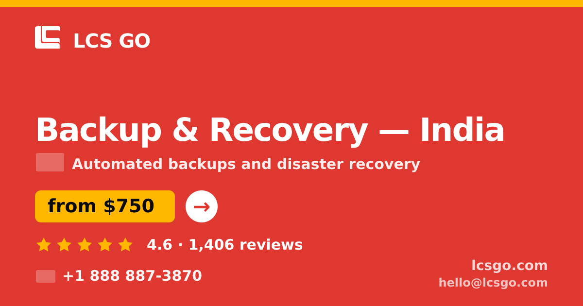 Backup & Recovery in India — from $750/mo, rated 4.6/5 by 1406 clients. LCS GO.
