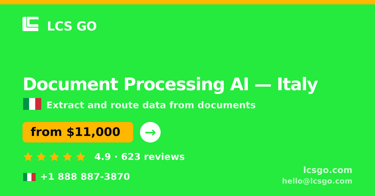 Document Processing AI in Naples — from $8,100, rated 4.9/5 by 2536 clients. LCS GO.