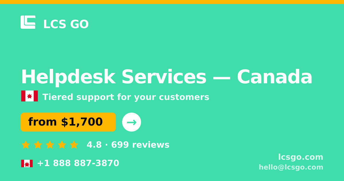 Helpdesk Services in Canada — from $1,700/mo, rated 4.8/5 by 699 clients. LCS GO.