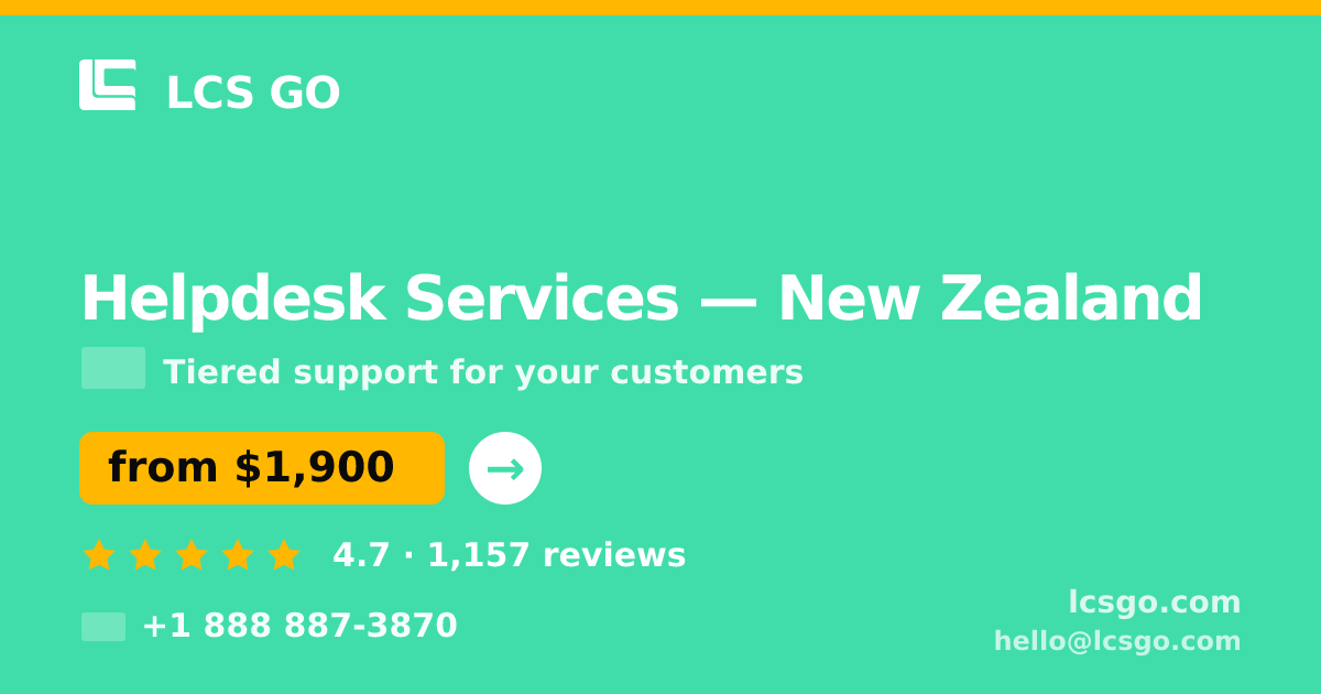 Helpdesk Services in New Zealand — from $1,900/mo, rated 4.7/5 by 1157 clients. LCS GO.