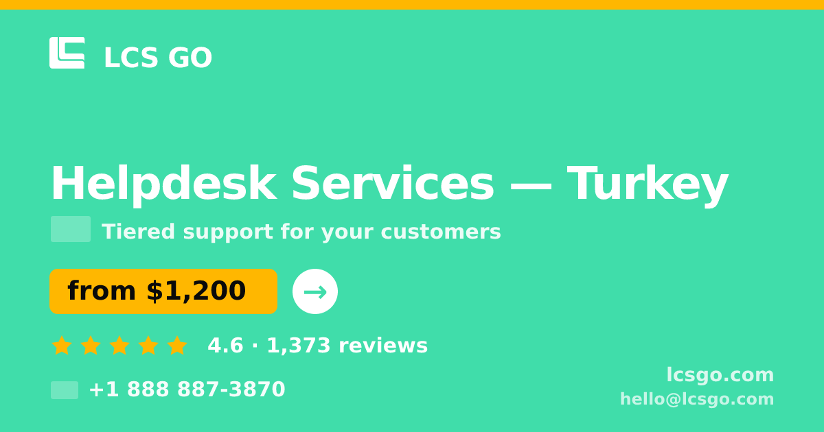 Helpdesk Services in Turkey — from $1,200/mo, rated 4.6/5 by 1373 clients. LCS GO.