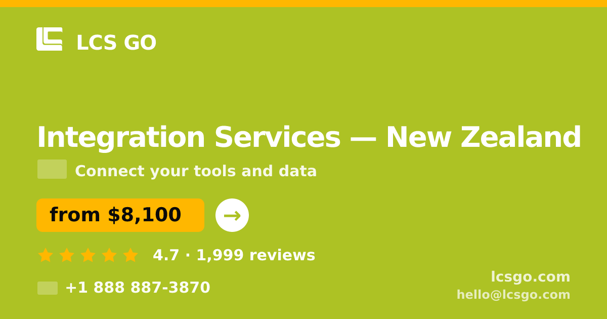 Integration Services in Auckland — from $8,600, rated 4.7/5 by 2242 clients. LCS GO.