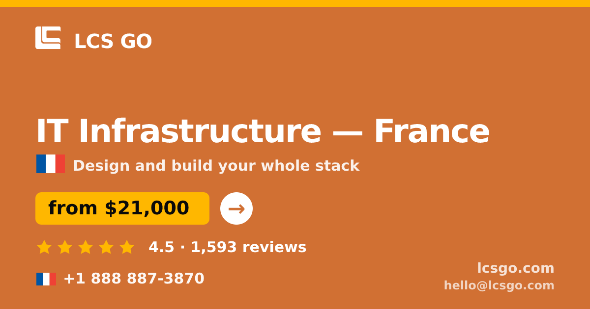 IT Infrastructure in France — from $21,000, rated 4.5/5 by 1593 clients. LCS GO.