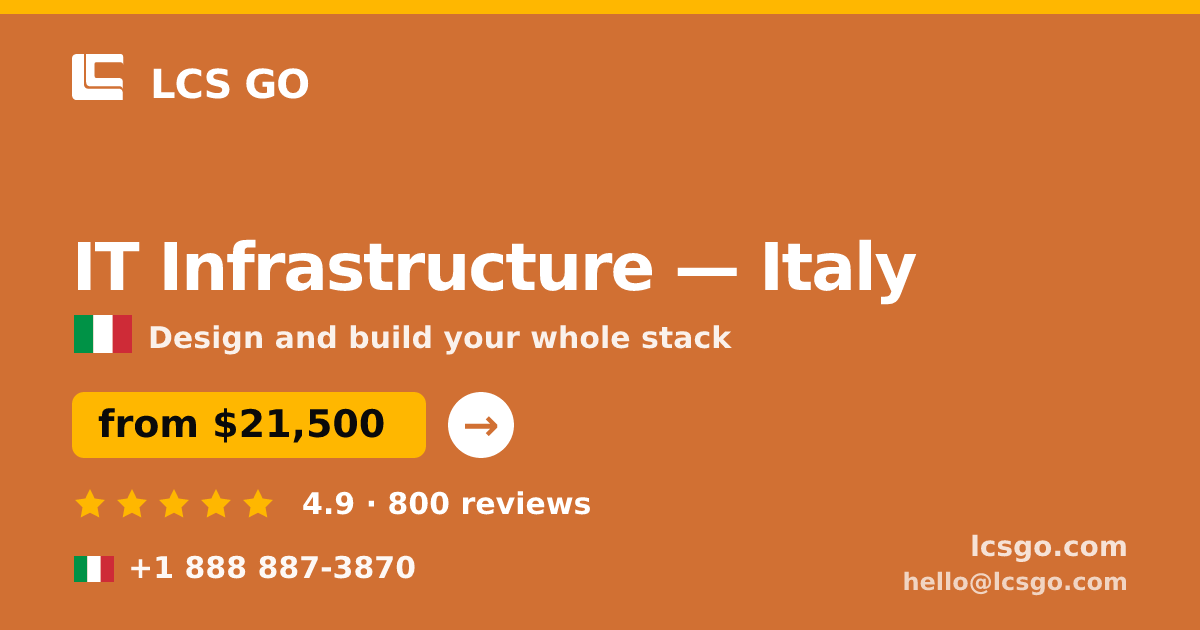 IT Infrastructure in Italy — from $21,500, rated 4.9/5 by 800 clients. LCS GO.