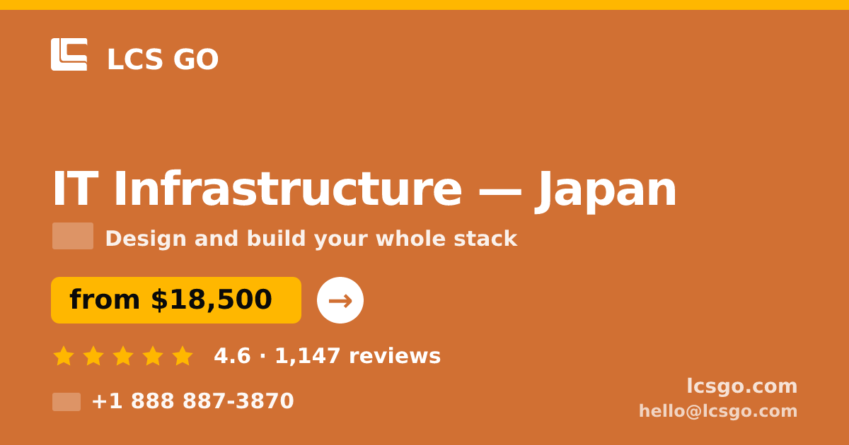IT Infrastructure in Nagoya — from $21,000, rated 4.9/5 by 3354 clients. LCS GO.