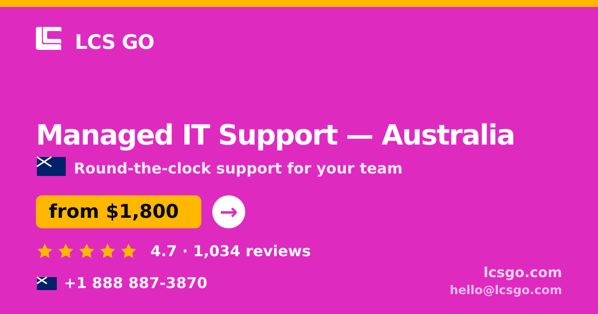 Managed IT Support in Sydney — from $1,600/mo, rated 4.9/5 by 3291 clients. LCS GO.