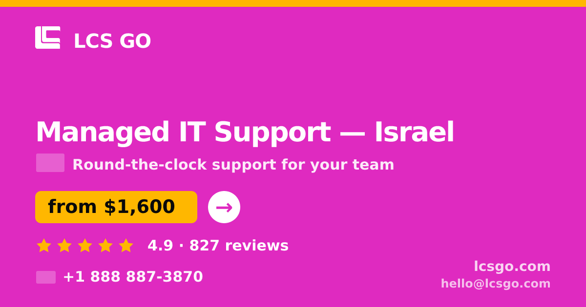 Managed IT Support in Jerusalem — from $2,200/mo, rated 4.7/5 by 2844 clients. LCS GO.