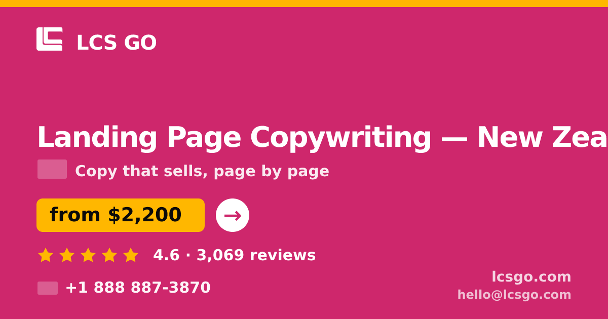 Landing Page Copywriting in New Zealand — from $2,200, rated 4.6/5 by 3069 clients. LCS GO.