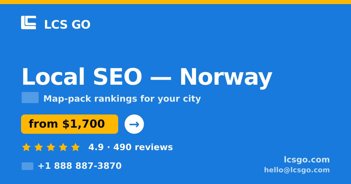 Local SEO in Norway — from $1,700/mo, rated 4.9/5 by 490 clients. LCS GO.