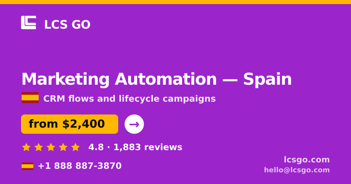 Marketing Automation in Spain — from $2,400/mo, rated 4.8/5 by 1883 clients. LCS GO.